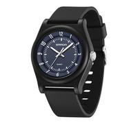 Reloj para hombres, mujeres, niños y niñas, analógico, impermeable, militar, deportivo, unisex, correa de silicona fácil de leer, 6219 Negro y Azul