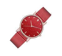 Reloj para Mujer - Elegante de 3,85 cm, Correa de Malla Brillante en Reloj de Pulsera Impermeable con Movimiento de Cuarzo preciso | Elegante Reloj para Banquetes, Actividad Social, voy, Rojo