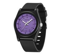 Reloj para mujer, impermeable, analógico, de cuarzo, a la moda, casual, a juego o actividades deportivas, esfera fácil de leer con hora militar, Negro/Morado