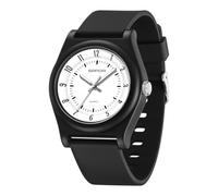 Reloj para mujer, impermeable, analógico, de cuarzo, a la moda, casual, a juego o actividades deportivas, esfera fácil de leer con hora militar, negro/blanco