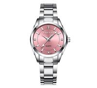 Reloj Para Mujer Reloj de Pulsera CláSico De Negocios,Banda de Acero,Elegantes Relojes de Cuarzo de Acero Inoxidable(Rosado)