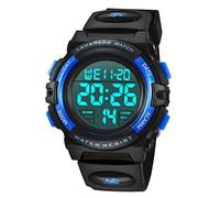 Reloj para Niños de 6 a 15 Años, Cronógrafo Multifuncional Deportivo Digital para Exteriores LED 64 M Reloj Despertador Resistente al Agua Analógico para Niños con Banda de Silicona Azul