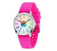 Reloj para niños de 8 a 12 años, reloj analógico para niños, reloj para niños de 8 a 10, 3 a 5, 5, 6, 12, 9, 12, 10 a 12, 11 a 15 años, para niños de 7 a 10 años, resistente al agua, Rosa encendido,