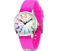 Reloj para niños de 8 a 12 años, reloj analógico para niños, reloj para niños de 8 a 10, 3 a 5, 5, 6, 12, 9, 12, 10 a 12, 11 a 15 años, para niños de 7 a 10 años, resistente al agua, Rosa encendido,