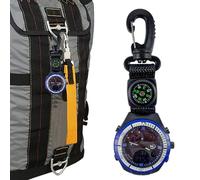 Reloj para Senderismo,Gadget de Supervivencia con Brújula al Aire Libre | Reloj de Llavero con Mosquetón para Mochila | para Senderismo Camping Deportes Montañismo al Aire Libre Hombres y Mujeres