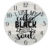 Reloj Pared,Me Gusta mi café Negro como mi Alma. Frases Divertidas sobre el café.,Moderno Relojes Movimiento de Cuarzo Reloj Cocina Pared para Sala de Estar Dormitorio 25cm