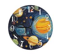 Reloj Pared Sistema Solar Espacio Planeta Universo Galaxia, Relojes, Sin Marco, Silencioso, Reloj Cocina Pared para Dormitorio Cocina Oficina 25cm