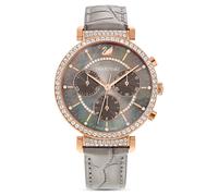 Reloj Passage Chrono, Fabricado en Suiza, Correa de piel, Gris, Acabado tono oro rosa OS