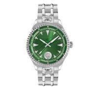 Plein Sport Lineman - Reloj analógico de cuarzo para hombre, Plata/Verde/Acero - Ps5ba0624, Pulsera
