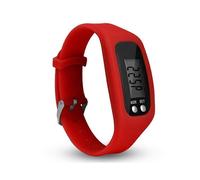 Reloj podómetro (rojo) con pantalla LCD, fácil de usar, rastreador de actividad física para caminar.