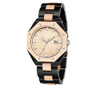 Reloj poligonal de madera para hombre, reloj de cuarzo de madera, correa de madera, correa de madera, reloj de cuarzo para hombre, color negro y blanco, Qw104.