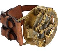 reloj Pulsera de latón estilo steampunk antiguo con brújula y reloj de sol, colección hecha a mano, pulsera de cuero, náutica, marrón antiguo, 6