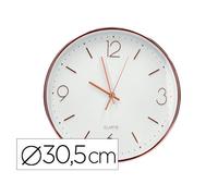 Reloj Q-Connect De Pared Metalico Redondo 30,5 Cm Movimiento Silencioso Color Rosa Dorado