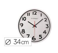 Reloj Q-Connect De Pared Plastico Oficina Redondo 34 Cm Marco Blanco
