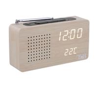 Reloj radio digital T″nB CLOCKFMWD FM pantalla retroiluminada termómetro madera