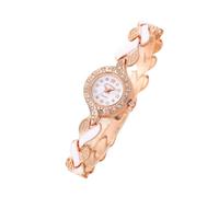 Reloj redondo de moda for mujer, reloj de pulsera analógico de cuarzo de lujo for uso diario, elegante accesorio de regalo for mujer.(Weiß)
