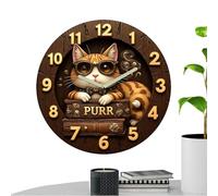 Reloj retro de gato, reloj de pared silencioso, temporizador de estante de gato con barrido , decoración de gatito de madera, oficina en casa, sala de estar, cocina, mesita de noche, temporizador