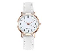 Reloj retro luminoso para mujer con cinturón tachonado para mujer ciega, blanco, One Size