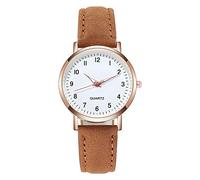 Reloj retro luminoso para mujer con cinturón tachonado para mujer ciega, marrón, One Size
