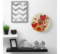 Reloj silencioso de Pared 12 "Abstracción sin tictac Corazones Rojos Feliz día de San Valentín Creativo de Moda Decoración para el hogar para la Cocina Oficina Escuela Sala
