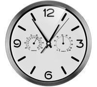 Reloj Silencioso de pared con Temperatura + Húmedad - 25cm Blanco Plateado - CD Talla única