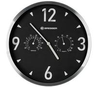 Reloj Silencioso de pared con Temperatura + Húmedad - 25cm Plateado Negro - CD Talla única