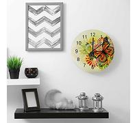 Reloj silencioso Reloj de Pared 12 "No Hace tictac Abstracción Floral Mariposas Amarillo Verde Reloj con Pilas Creativo Decoración de Moda para el hogar para la Cocina Oficina Escuela Sala de Estar