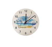 Reloj silencioso Reloj de Pared 12 "No Hace tictac Ilustración de Playa Reloj con Pilas Decoración Creativa de Moda para el hogar para la Cocina Oficina Escuela Sala de Estar