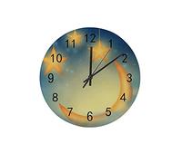 Reloj silencioso Reloj de Pared 12 "No Hace tictacBuenas Noches Estrellas Luna Reloj con Pilas Decoración Creativa de Moda para el hogar para la Cocina Oficina Escuela Sala de Estar