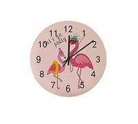 Reloj silencioso Reloj de Pared 12 "Sin tictac Let's Go Party Flamingo Pink Girl Reloj con Pilas Creativo Decoración de Moda para el hogar para la Cocina Oficina Escuela Sala de Estar