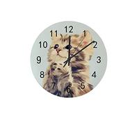 Reloj silencioso Reloj de Pared 12 "Sin tictac Lindo Gato Esperanzas Reloj Azul con Pilas Decoración Creativa de Moda para el hogar para la Cocina Oficina Escuela Sala de Estar