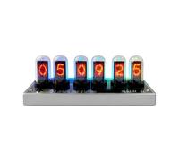 Reloj Simulado de Tubos Nixie Lonyiabbi con 6 Pantallas IPS LCD, Sincronización Wi-Fi, Luz RGB, Álbum de Fotos Personalizado, Base de Aluminio - Reloj de Escritorio Retro Cyberpunk y Regalo