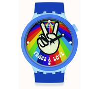 Reloj Swatch Big Bold Peace And Love correa de silicona azul SB03N105