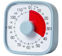 Reloj temporizador de cuenta regresiva visual de 2 horas para enfoque de estudio y productividad, mecanismo de activación de giro de alarma silenciosa para niños y adultos (azul)