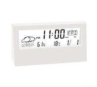 Reloj termohigrómetro para interiores con pantalla LCD meteorológica y alarma electrónica para lecturas precisas de temperatura y humedad (blanco)