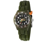 Reloj Tikkers para niño con diseño de helicóptero de camuflaje verde oliva y correa de silicona. Reloj para aprender las horas