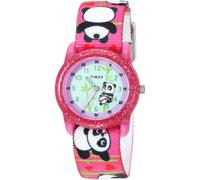 Reloj Timex para ni as TW7C77100 Time Machines con correa de tela el stica rosa/pandas