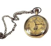 Reloj Titanic de bolsillo de latón antiguo hecho a mano con cadena, regalo náutico para ocasión de 2 pulgadas, Latón envejecido