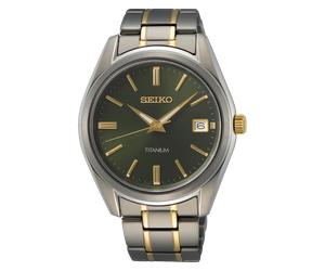 reloj titanio hombre clásico Seiko NeoClassic Titanium SUR377P1 40.2mm 100m WR correa y caja de titanio cristal de zafiro