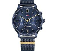 Tommy Hilfiger Reloj Analógico de Cuarzo Multifunción para Mujer con Correa de Malla de Acero Inoxidable Azul - 1782305