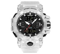 Reloj unisex analógico digital deportivo al aire libre, tácticas militares, multifunción, LED, electrónico, grande, impermeable, color caramelo, reloj de pulsera para estudiante, X blanco transparente