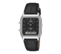 Reloj Unisex Hombre Mujer CASIO AQ-230EL-1AEF Cuero Negro Chrono Alarm Vintage