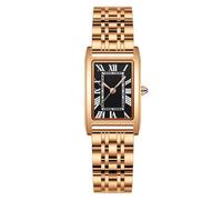 Reloj vintage dorado para mujer con caja cuadrada, esfera de números romanos, pulsera de acero inoxidable, herramienta de ajuste incluida y resistencia al agua, Negro dorado, Retro
