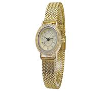 Reloj vintage ovalado de lujo para mujer, esfera ultrafina, correa de acero inoxidable, resistente al agua, Oro, Moda