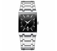 Relojes cuadrados para hombres y mujeres, reloj cuadrado de acero inoxidable con fecha, analógico de cuarzo, reloj de pulsera analógico, G, One Size, pulsera