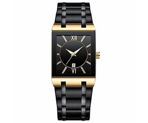 Relojes cuadrados para hombres y mujeres, reloj cuadrado de acero inoxidable con fecha, analógico, de cuarzo, pulsera de moda, pulseras de amor que se iluminan, D, One Size