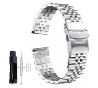 Relojes de acero inoxidable Correas de reloj 18 19 20 21 22 23 24 26 28 30 mm de ancho Correa de reloj de acero inoxidable Correa universal de cabeza plana de calidad de gran tamaño de lujo(Silver,30m