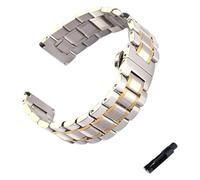 Relojes de Acero Inoxidable Correas de Reloj Codo Plano Universal de Doble propósito 12 14 16 18 19 20 21 22 23 24 mm Banda de Cierre de Mariposa de Doble presión + Herramientas(Silvergold,15mm)