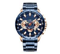 Relojes de acero inoxidable para hombre, reloj de negocios, cronógrafo de microsegundo, joyería de , calendario y fecha, banda mecánica clásica para cumpleaños, Año Nuevo, Dorado, Se référer au