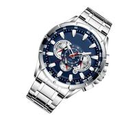 Relojes de acero inoxidable para hombre, reloj de negocios, cronógrafo de microsegundo, joyería de , calendario y fecha, banda mecánica clásica para cumpleaños, Año Nuevo, Azul/ , Se référer